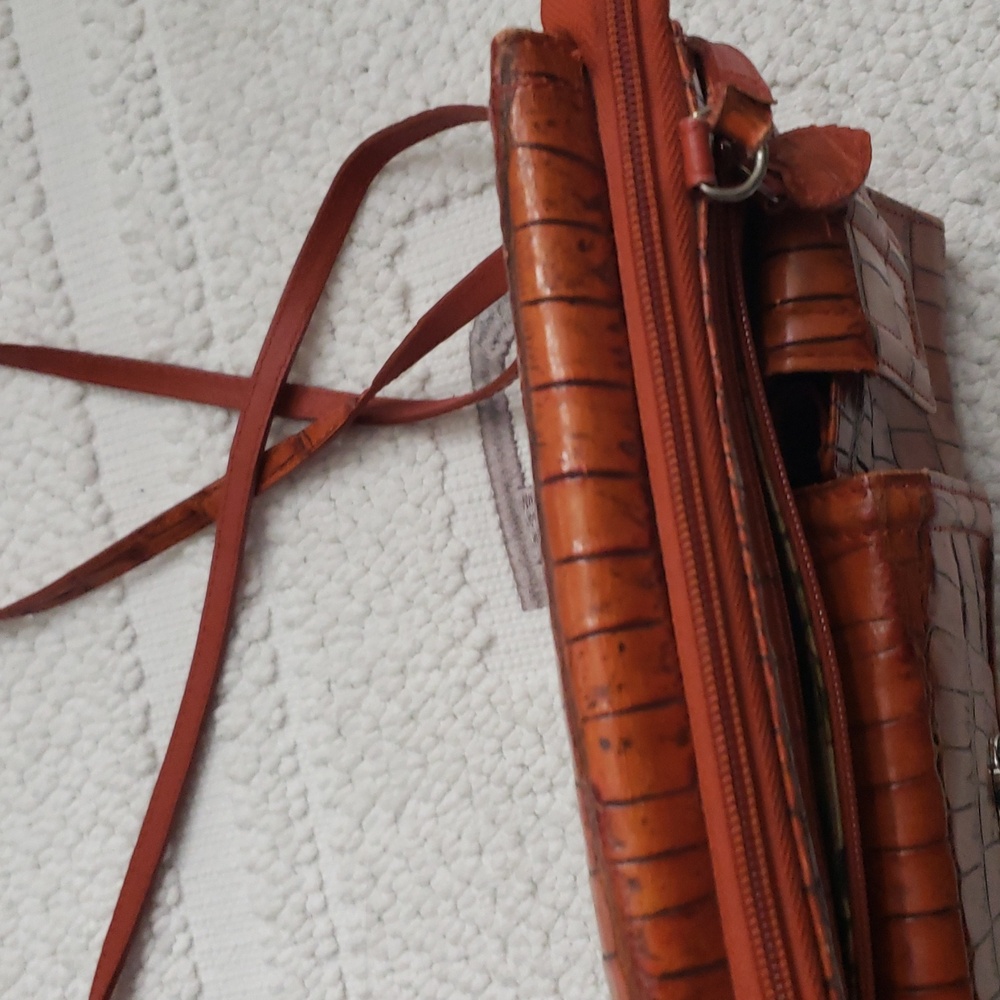 BRIGHTON ORANGE CROCODILE PATTERN CROSSBODY BAG - Picture 6 of 16